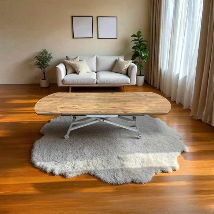 Hanah Home Yan Yari Oval - Mesa de Comedor Extensible, Pino y Blanco